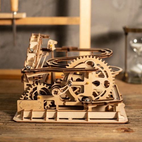DIY Marble Run Coaster Wooden Model Kit - Waterwheel Display