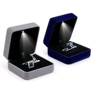 Cufflink Box With Light - Blue and Grey