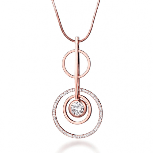 Cubic Zirconia Circle of Life Long Necklace - Bronze