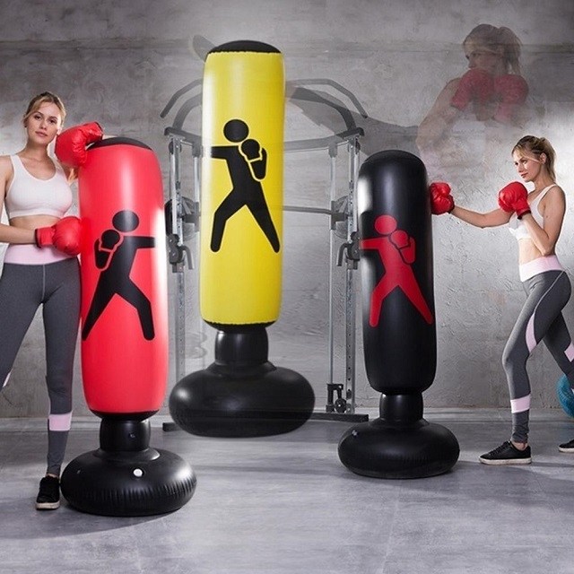 UK Inflatable Boxing Punching Bag Stand Standing Training Tumbler With Air Pump 