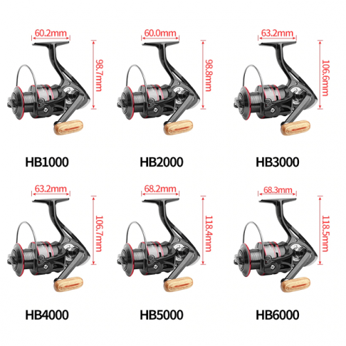 Heavy Duty Spinning Fishing Reel - Series Dimensions