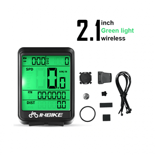 LCD Wireless Bike Speedometer Odometer - Green Light