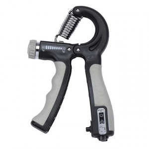 R Shape Adjustable Hand Grip Strengthener with Counter - Grey