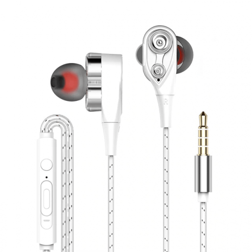 Wired Dual Driver Earphones - White