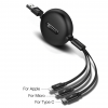 3 in 1 Retractable Charging Cable for Smartphones - Black