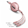 3 in 1 Retractable Charging Cable for Smartphones - Pink
