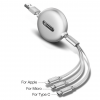 3 in 1 Retractable Charging Cable for Smartphones - White