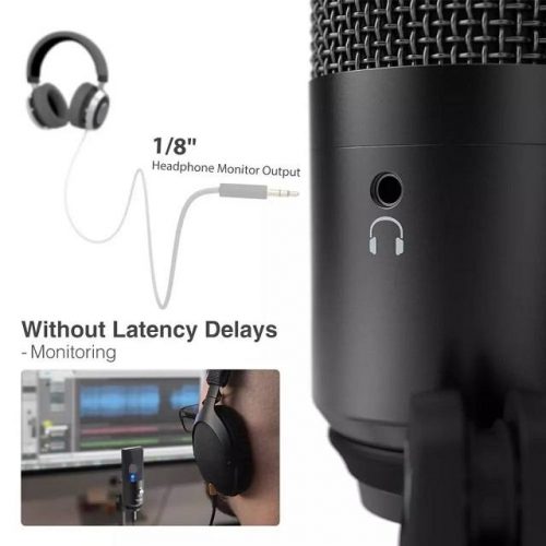 Real-Time USB Microphone for Recording - Headphone Jack