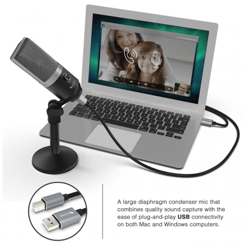 Real-Time USB Microphone for Recording - Plug and Play