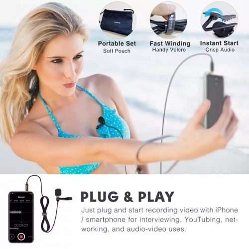 Vlogging Lavalier Lapel Microphone - Plug and Play