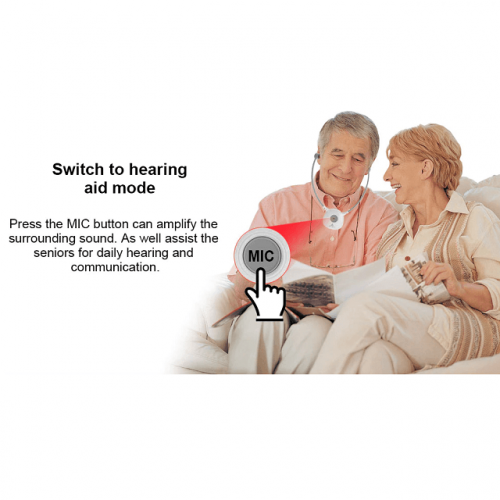 Wireless TV Listening System for Hearing Impaired In Ear Headset - Hearing Mode