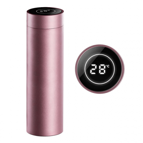 Smart Vacuum Insulated Water Bottle with LED Temperature Display - Pink